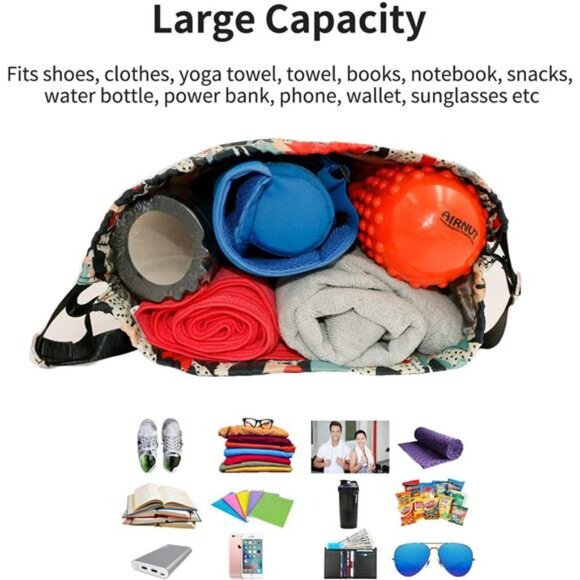 Waterproof Drawstring Bag, Gym Bag Sackpack Sports Beach Backpack for Men Women